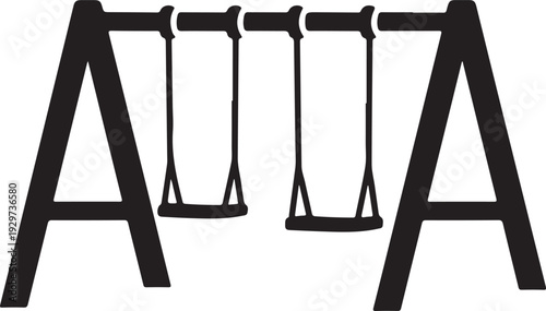 Swings on Aframe playground equipment for kids to play outdoors in parks and recreational areas