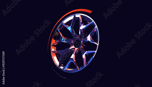 A 3d vintage gold diamond ring icon set on a black background featuring a circle pattern design with a vector arrow sign and luxury tire rim illustration
