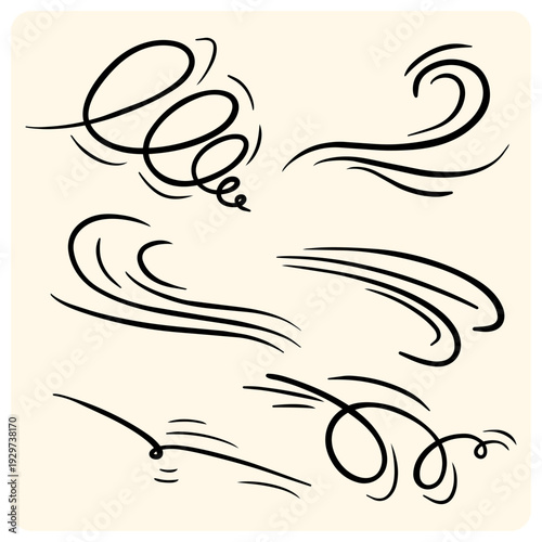 Decorative Wind Swirls and Air Flow Motion Doodles