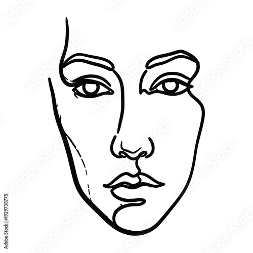 Minimalist woman face line art illustration for modern graphic design
