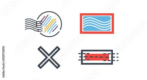 Stamp Cancellation clean color artwork vector