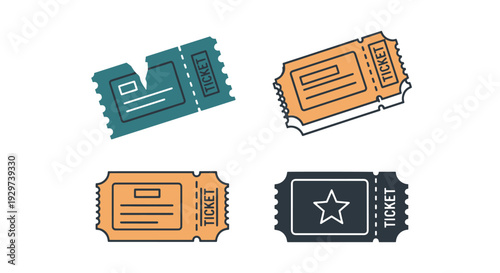 Ticket Stub Line art bold creative color illustration
