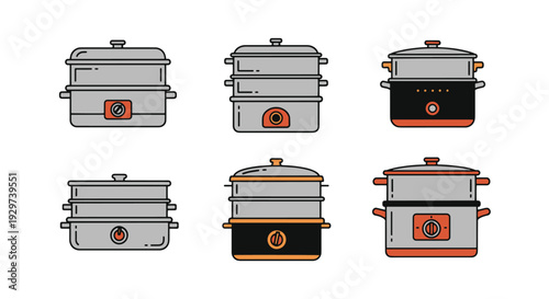 Steamer Pot Line art bright abstract color