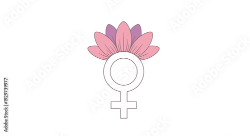 Vector female gender symbol with pink flower