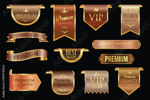 Collection of premium and vip ribbons and badges