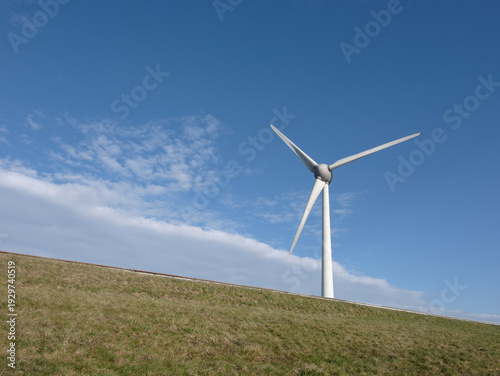 Windturbine along the Zuidermeerdijk, Noordoostpolder, Flevoland province, The Netherlands