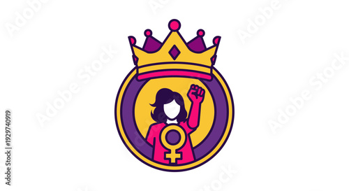 Vector illustration of woman empowerment symbol with crown