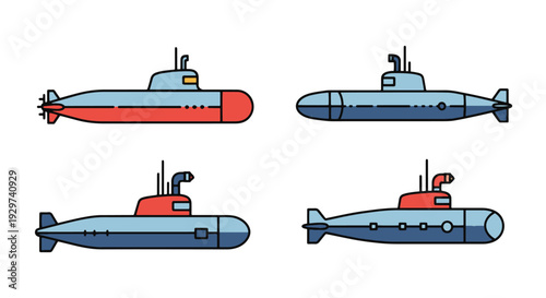 Submarine Model Line creative tone color illustration