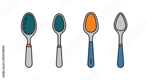 Teaspoon Line art colorful digital color