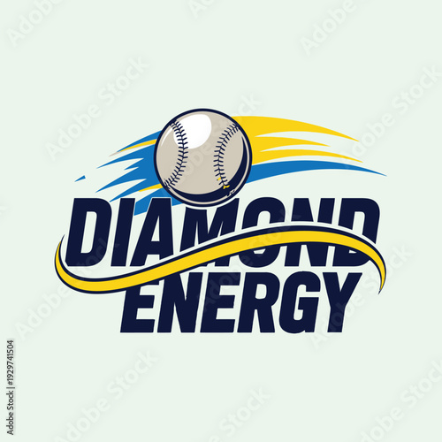 Diamond Energy logo with baseball and dynamic design elements tshirt design