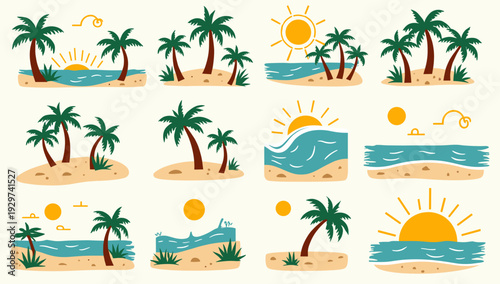 A calming illustration of a tropical island. Perfect for vacation-themed content, travel promotions, or backgrounds evoking relaxation and paradise.