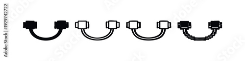 Digital Cable and Connector Vector Icon Set for Multimedia and Data Transfer