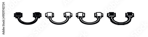 Tech Cable and Port Vector Icons for Electronic Devices and Connectivity