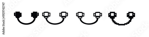 Vector Icon Set of Modern Data Cables and Device Connectors