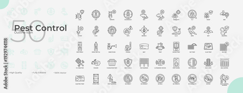 Pest Control Line Editable Icons set