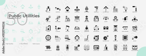 Public Utillities Duotone Editable Icons set