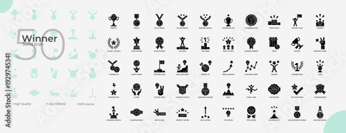 Winner Solid Editable Icons set