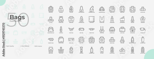 Bags Line Editable Icons set