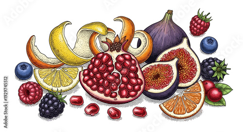 Colorful illustration of assorted fresh fruits