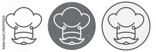 Set of three cook line icons, isolated on transparent background. Modern kitchen appliance symbols suitable for branding, bakery business, home appliance design and cooking-related projects.