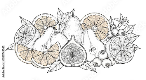 Fresh fruit arrangement with pears and citrus