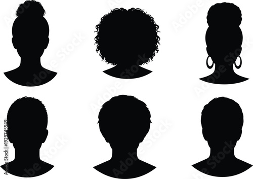 Six diverse human silhouettes facing forward or sideways