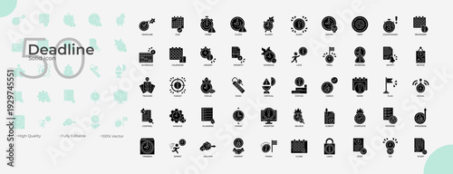 Deadline Solid Editable Icons set