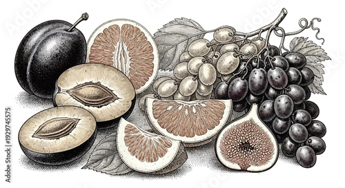 fresh fruit arrangement with sliced citrus and figs
