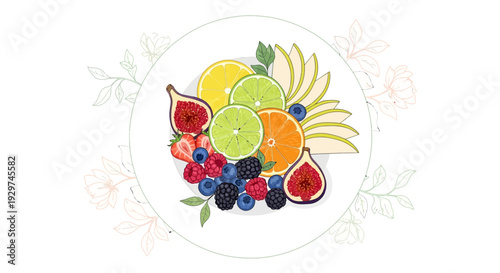 Fresh fruit mix with berries and slices