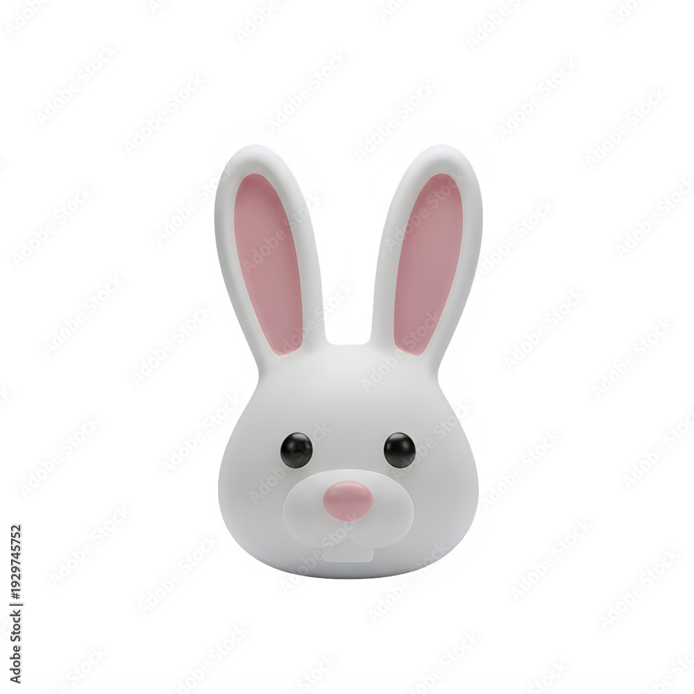 Obraz premium Easter sunday 3d icon - cute rabbit head design for holidays isolated on transparent background