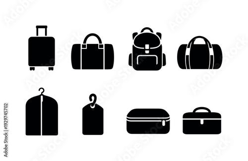 Outdoor travel luggage: suitcase, carry on bag, travel backpack, duffel bag, garment bag, luggage tag, packing cube, toiletry case