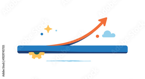Invisible compounding effort and progress built quietly over time, a subtle upward line emerging from beneath a flat surface expressing patience, consistency,