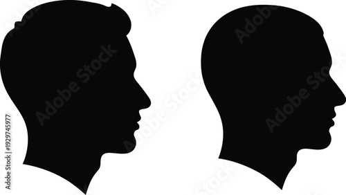 Silhouette profiles of two men facing right