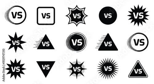 versus vector collection, competition icons for battle, fight, and comparison, creative illustration set for games, sports, and digital projects.