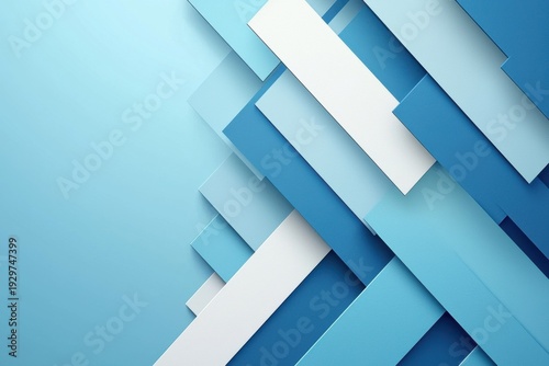 Abstract blue and white background with geometric shapes and arrows