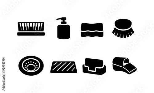 Kitchen sink accessories: dish rack, soap dispenser, sponge, scrub brush, sink strainer, drying mat, sponge holder, faucet extender