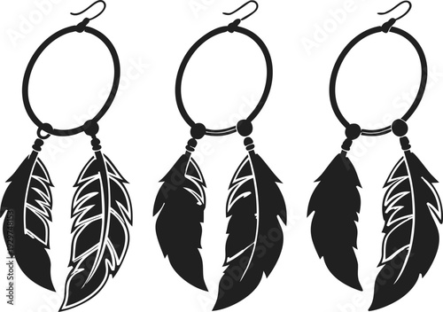 Black and white feather earrings feathers jewelry