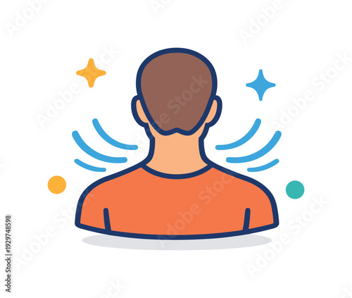 Everyday gentle care for relaxed neck and shoulder comfort during routine daily activities at home or work, a shoulder silhouette paired with soft curved relief