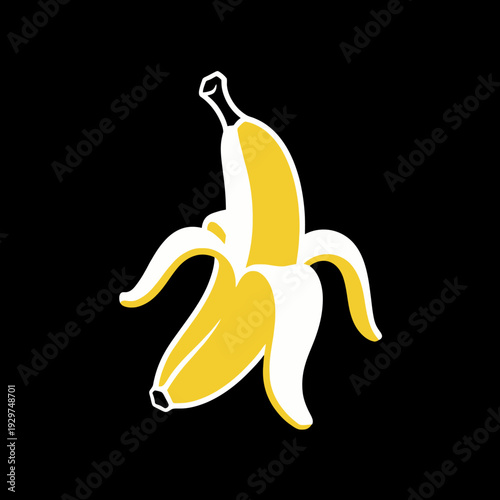 Peeled Banana Fruit on Black Background.