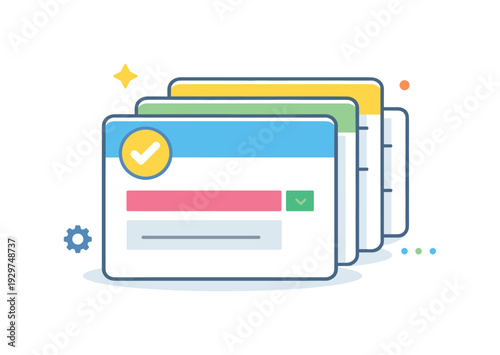 Strategic quiet staging and arranging multiple potential actions internally before committing in professional workflows, a layered stack with one front element