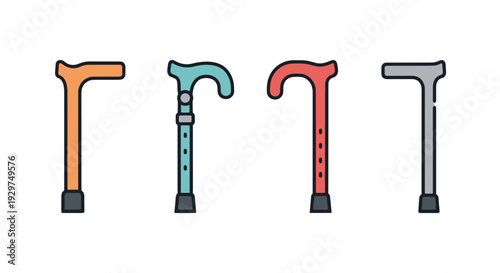 Walking Cane Line abstract color vector design