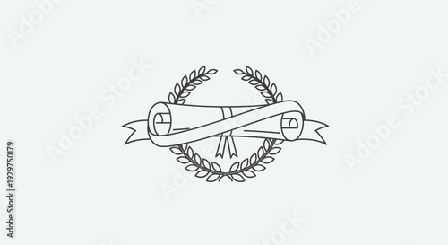 Blank Banner Ribbon with Laurel Wreath Frame Icon on Isolated White Background