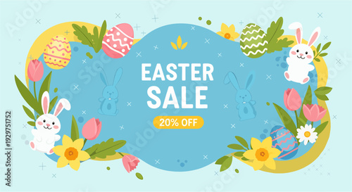 Editable Easter sale banner vector template