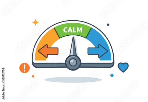 Emotional self-regulation as a quiet competitive advantage in demanding professional situations, a centered balance dial fixed in a neutral zone between