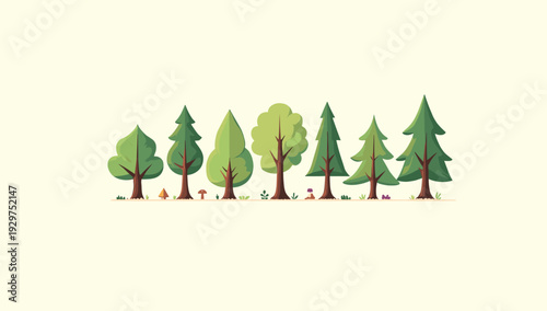 A simple, flat-design illustration of a tree against a muted background. Ideal for backgrounds, website design, or concepts emphasizing growth and nat