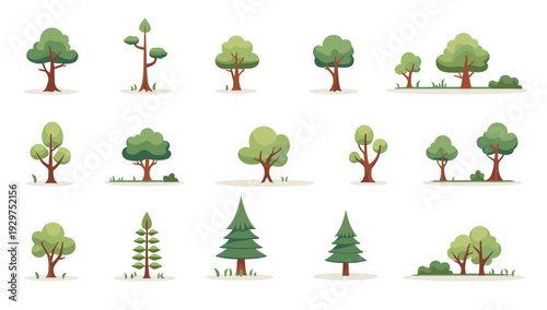 A clean, simple illustration of trees. Ideal for backgrounds, web design, or adding a natural element to projects with a modern aesthetic.