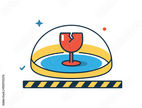 Margin of safety thinking and leaving room for error in planning, a wide buffer zone placed between a fragile object and a boundary line representing caution,