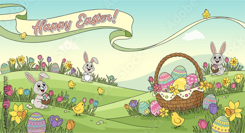 Bright joyful spring Easter celebration vector background