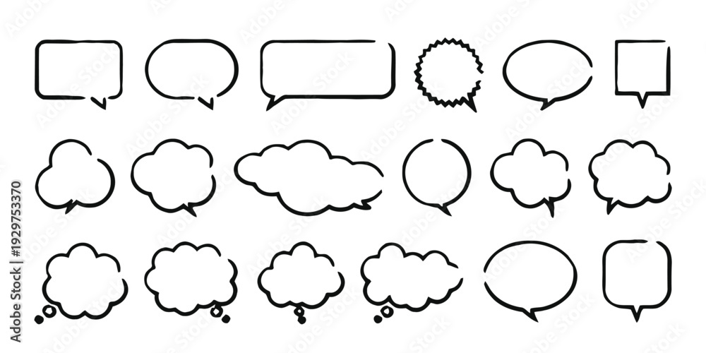 Fototapeta premium Collection of twenty-one speech and thought bubbles for design
