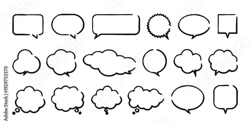 Collection of twenty-one speech and thought bubbles for design